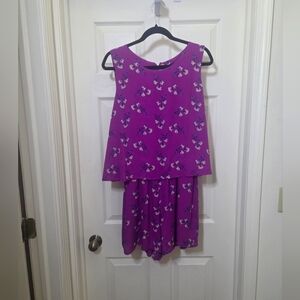 Purple Floral Sleeveless Dress
